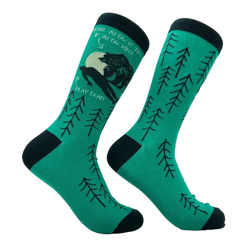Bear Attack Tip Socks Funny Sarcastic Camping Footwear Funny Socks Comfortable Fitted Spandex Cotton T-Shirts, Hoodie, Sweatshirt