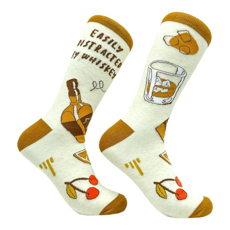 Easily Distracted Whiskey Socks Funny Liquor Drinking Joke Footwear Funny Socks Comfortable Fitted Spandex Cotton T-Shirts, Hoodie, Sweatshirt