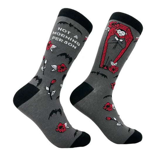 Not Morning Person Socks Funny Sarcastic Vampire Footwear Funny Socks Comfortable Fitted Spandex Cotton T-Shirts, Hoodie, Sweatshirt