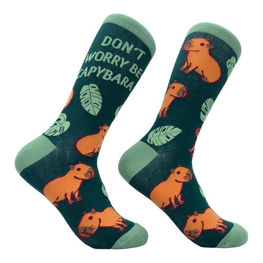 Dont Worry Be Capybara Socks Funny Sarcastic Parody Lyrics Footwear Funny Socks Comfortable Fitted Spandex Cotton T-Shirts, Hoodie, Sweatshirt