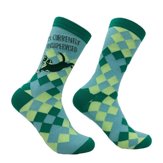 Im Currently Unsupervised Socks Funny Sarcastic Dog Footwear Funny Socks Comfortable Fitted Spandex Cotton T-Shirts, Hoodie, Sweatshirt