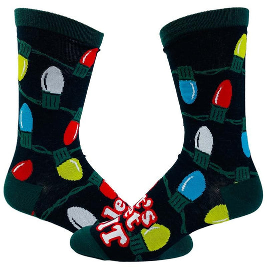 Let'S Get Lit Socks Funny Lights Tree Novelty Footwear Funny Socks Comfortable Fitted Spandex Cotton T-Shirts, Hoodie, Sweatshirt
