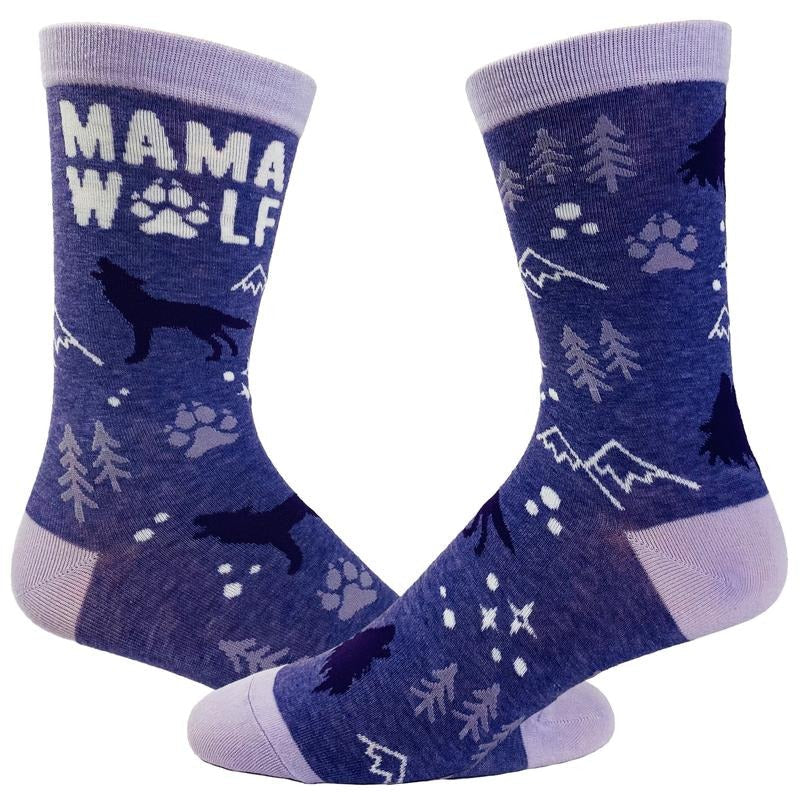 Mama Wolf Socks Funny Camping Novelty Footwear Funny Socks Comfortable Fitted Spandex Cotton T-Shirts, Hoodie, Sweatshirt