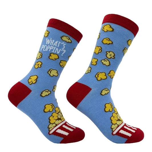 Whats Poppin Socks Funny Sarcastic Popcorn Novelty Footwear Funny Socks Comfortable Fitted Spandex Cotton T-Shirts, Hoodie, Sweatshirt